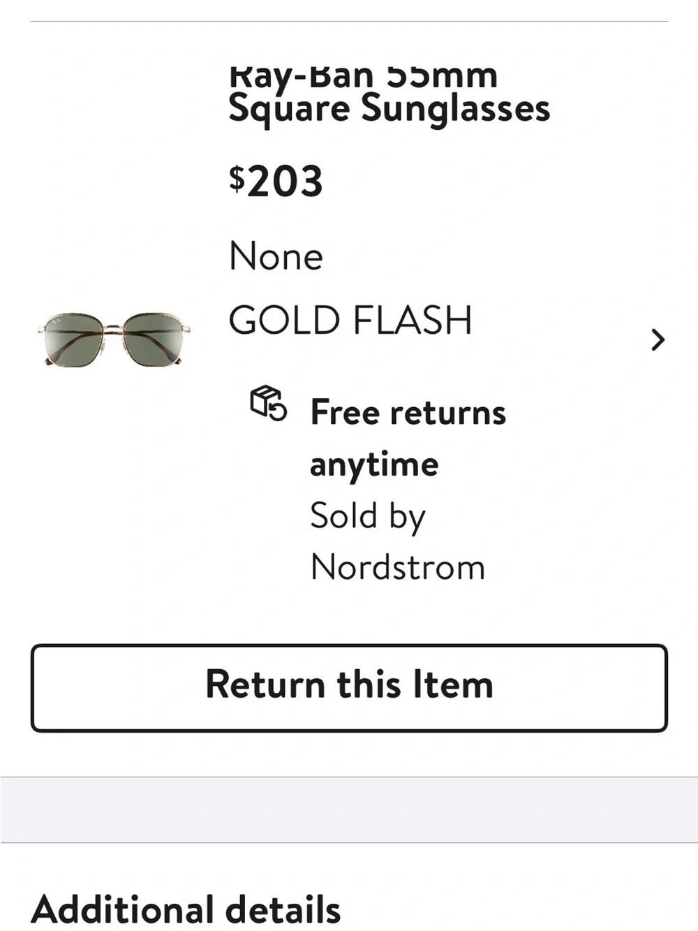 Ray-Ban Gold Frame Sunglasses with Dark Green Lenses
